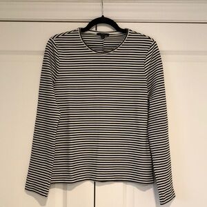 Cos Black and Cream Striped Long Sleeve Top